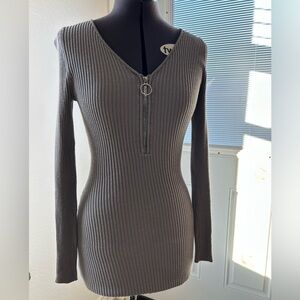 Derek Heart Gray Ribbed Dress